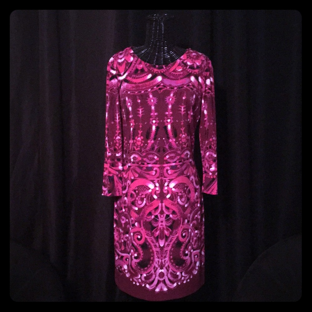 Ali Ro Pink Printed Shift Dress-Size 4- NWOT